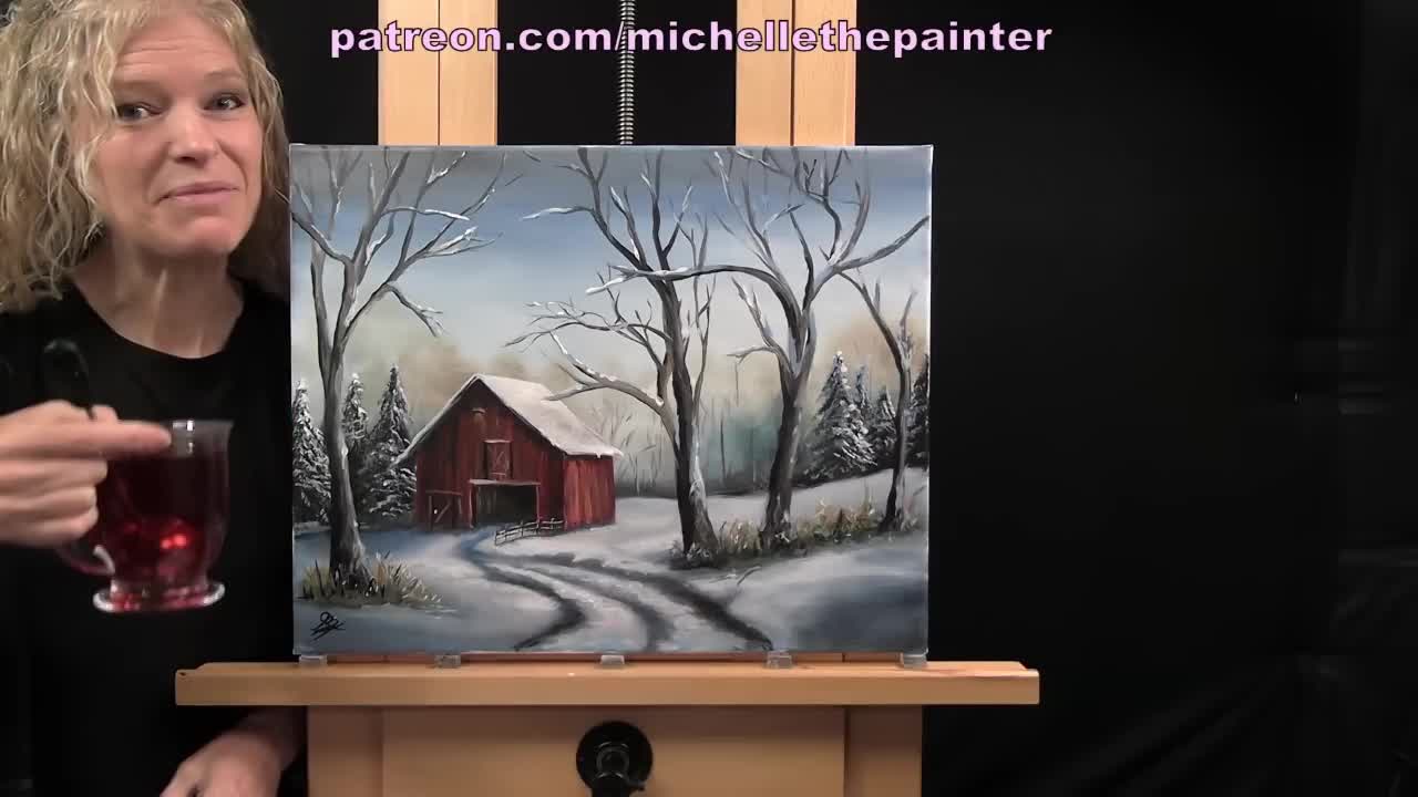 Paint & Sip At Home - 'Country Winter Barn'